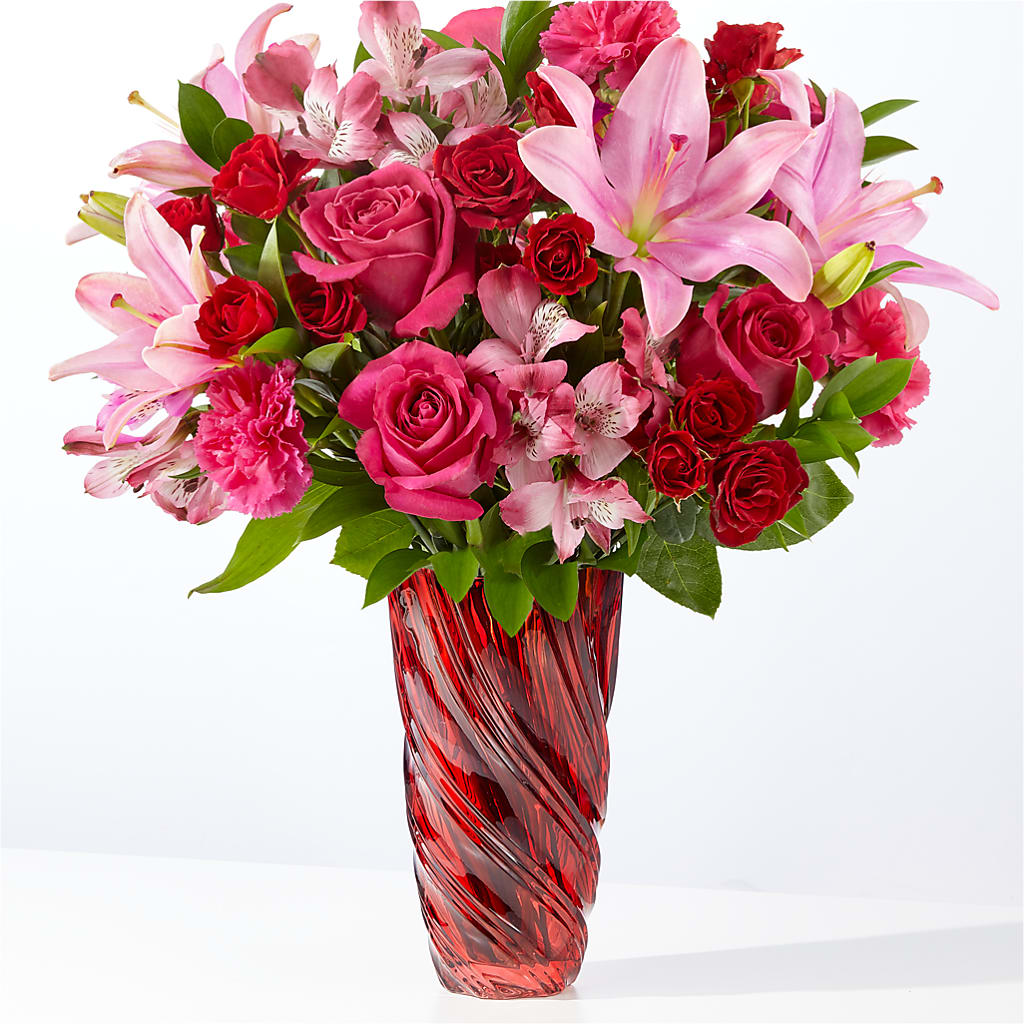 In Love Bouquet with Luxe Swirl Vase – A La Rose, Rock Hill SC