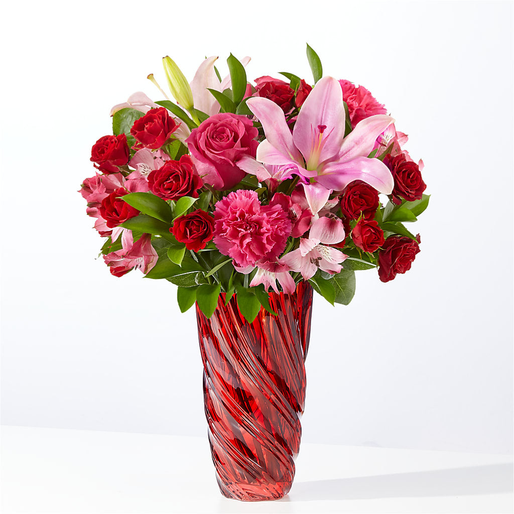 In Love Bouquet with Luxe Swirl Vase – A La Rose, Rock Hill SC