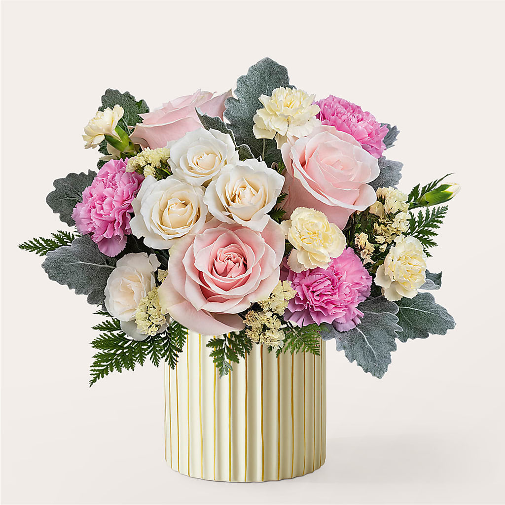 Blissful Moments Bouquet with Ivory Vase – A La Rose, Rock Hill SC