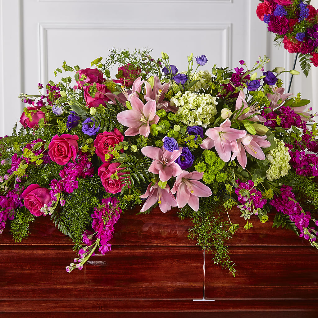 Radiant Tribute Casket Spray – A La Rose, Rock Hill SC