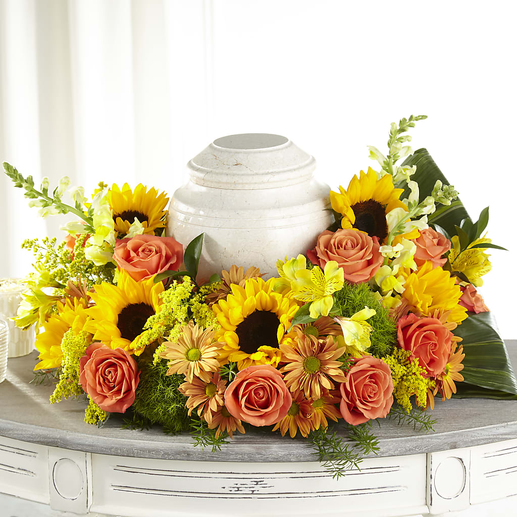 Faithful Sunflower Cremation Adornment – A La Rose, Rock Hill SC