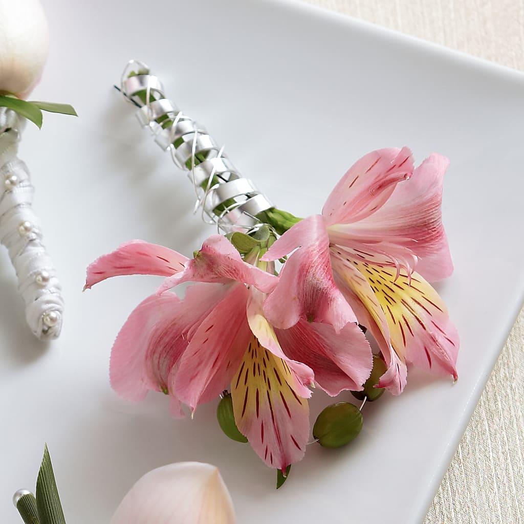 Pink Peruvian Lily Boutonniere – A La Rose, Rock Hill SC