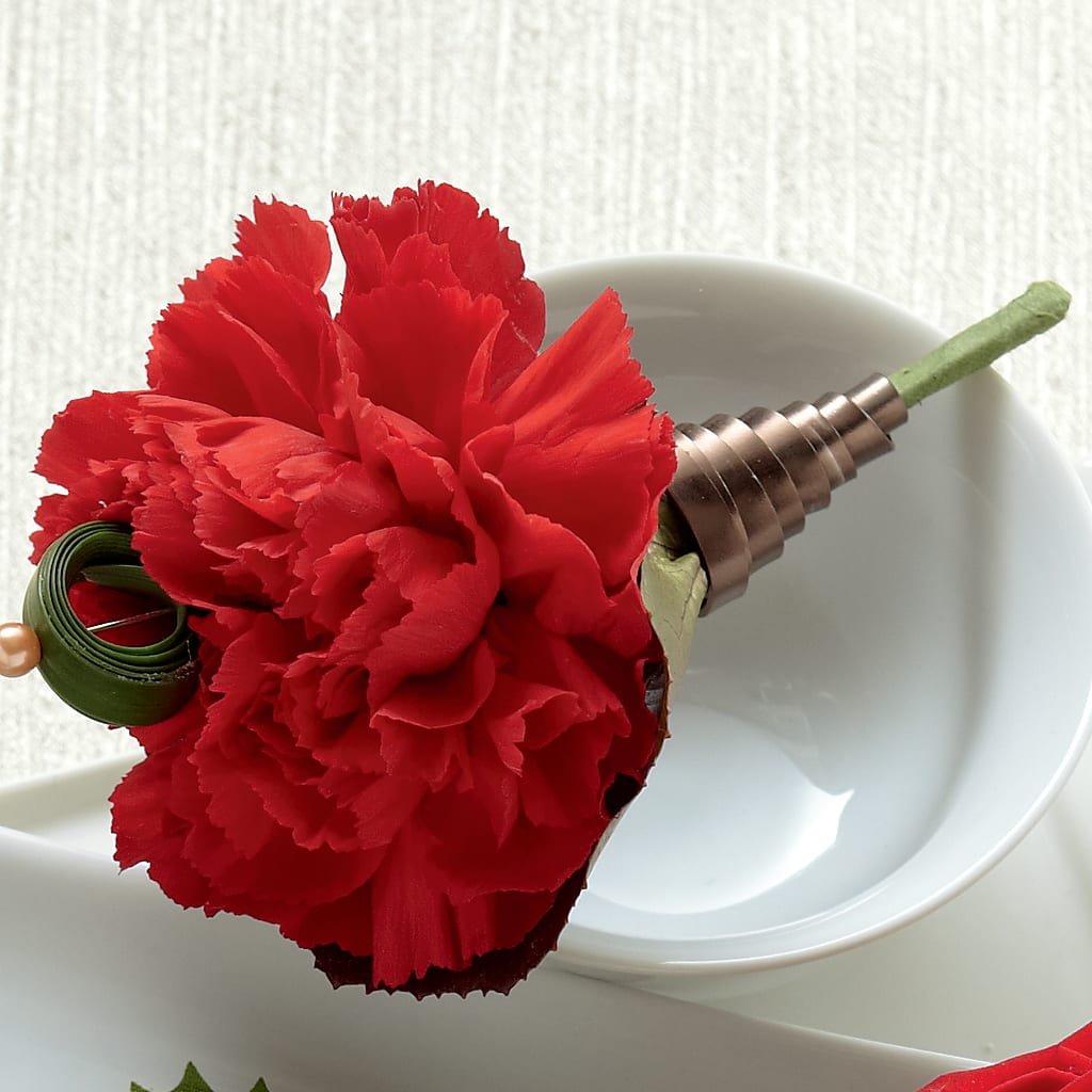 Red Carnation Boutonniere – A La Rose, Rock Hill SC