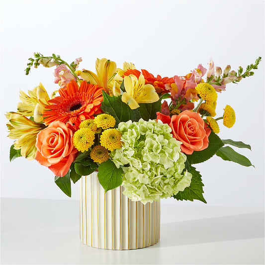 Autumn Sunshine Bouquet with Ivory Vase –  A La Rose, Rock Hill SC