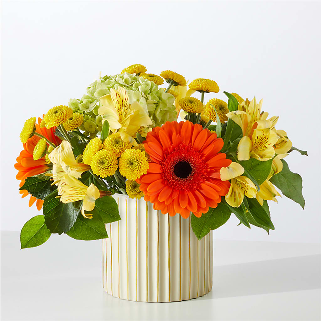 Autumn Sunshine Bouquet with Ivory Vase –  A La Rose, Rock Hill SC