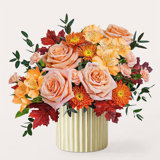 Spiced Latte Bouquet with Ivory Vase –  A La Rose, Rock Hill SC
