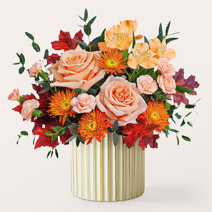 Spiced Latte Bouquet with Ivory Vase –  A La Rose, Rock Hill SC
