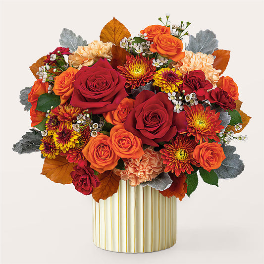 Merlot Bouquet with Ivory Vase –  A La Rose, Rock Hill SC