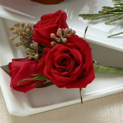 Red Spray Rose Boutonniere –  A La Rose, Rock Hill SC