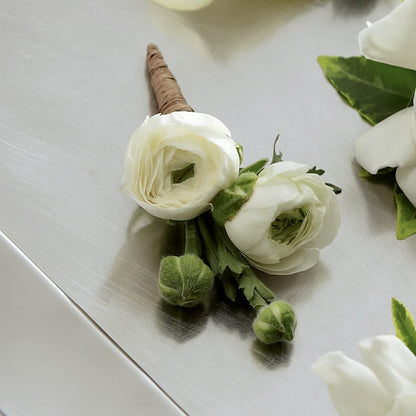 White Ranunculus Boutonniere –  A La Rose, Rock Hill SC